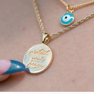 Evry Jewelry NWT Protect Your Peace Pendant Gold Plated Necklace